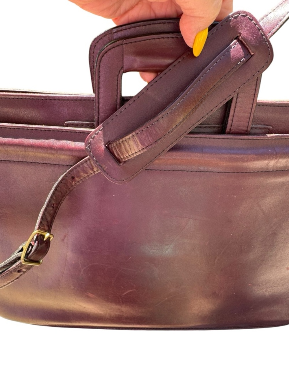 Leather Briefcase Shoulder Bag in Dark Brown - Picture 8 of 9